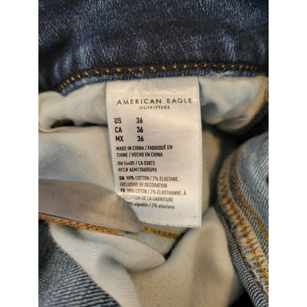 American Eagle Airflex+ Mens Distressed Medium Wash Cutoff Denim Shorts Size 36 - Picture 8 of 8